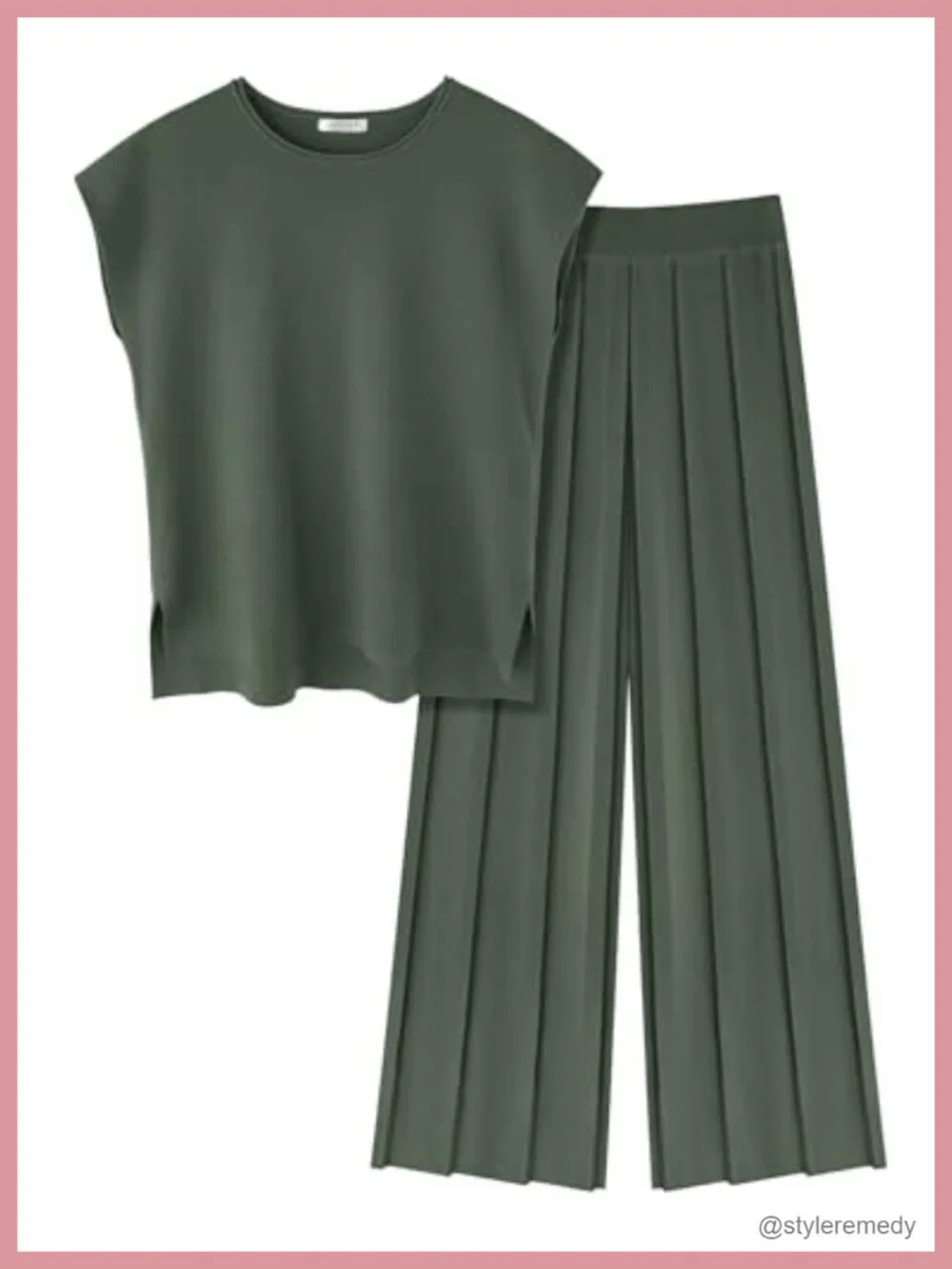 Women's Lounge Sets Two Piece Knit Wide Leg Pleated Pants Sweater Set